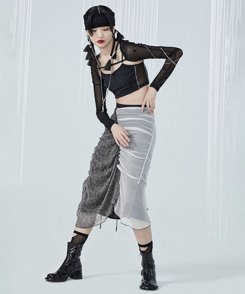 Drape Gather Lace Skirt